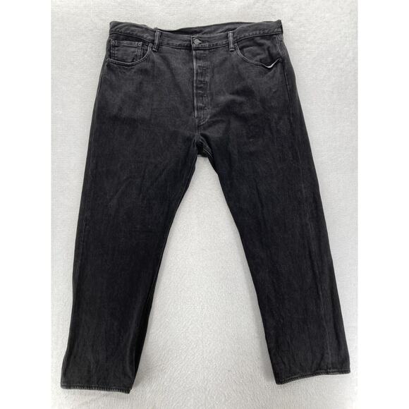 Levi's 501 XX Jeans Mens 42x30 Straight Black Denim Button‎ Fly Mid Rise Grunge - Picture 1 of 16
